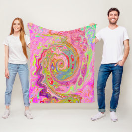 Abstrakt för Rosa, Gult och Magenta i Retro Groovy Fleecefilt