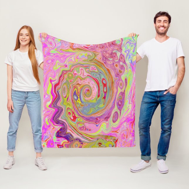 Abstrakt för Rosa, Gult och Magenta i Retro Groovy Fleecefilt (På plats)