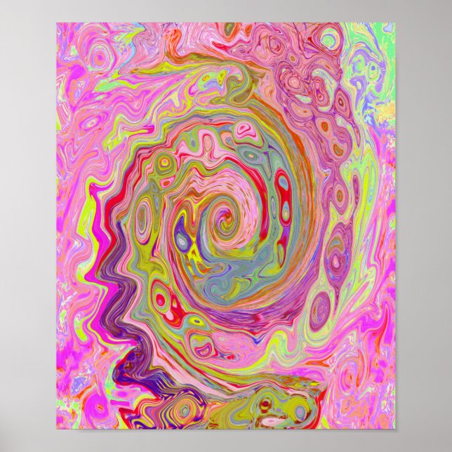 Abstrakt för Rosa, Gult och Magenta i Retro Groovy Poster (Framsidan)