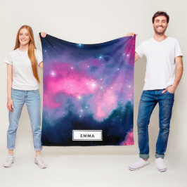 Abstrakt för rosa och blå Galaxy Nebula & Stars Fleecefilt