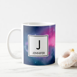 Abstrakt för rosa och blå Galaxy Nebula & Stars Kaffemugg