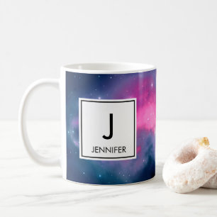 Abstrakt för rosa och blå Galaxy Nebula & Stars Kaffemugg