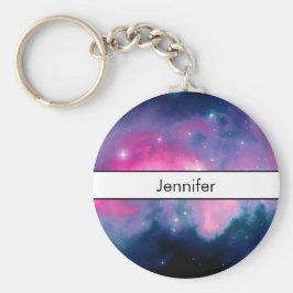 Abstrakt för rosa och blå Galaxy Nebula & Stars Nyckelring