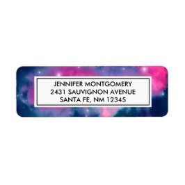 Abstrakt för rosa och blå Galaxy Nebula & Stars Returadress Etikett