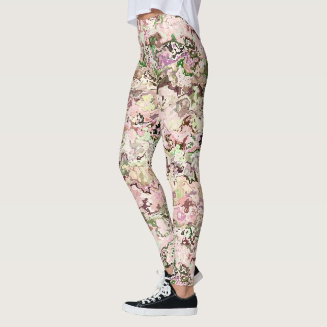 Abstrakt för rosa och Grönt Leggings (Vänster)