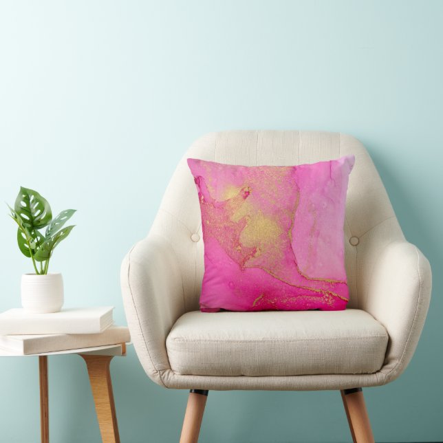 abstrakt för rosa och guld kudde (Stol)