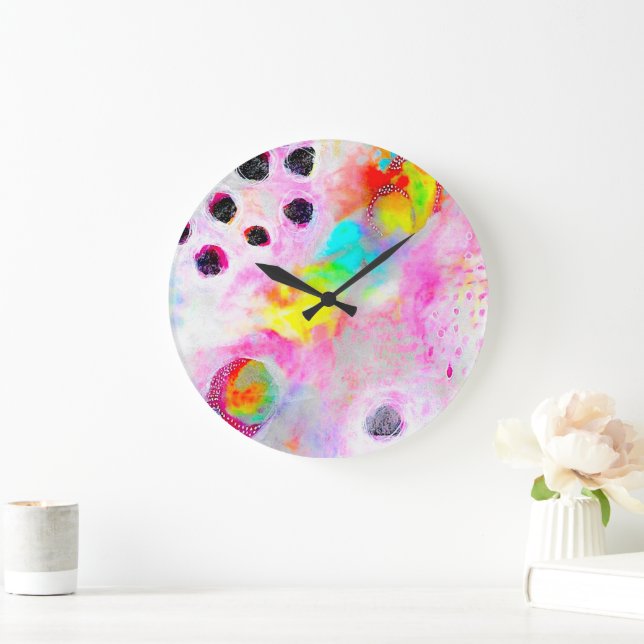 Abstrakt för rosa och vattenbruk stor klocka (Hem)