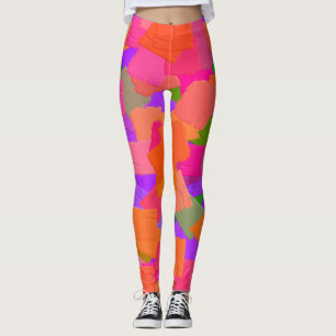 Abstrakt för rosa, Orange och Lila Leggings