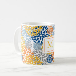 Abstrakt för sommarBlommigt Ljusa färger monogramm Kaffemugg