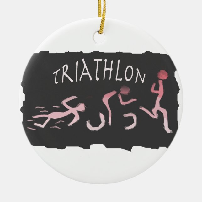 Abstrakt för springa för Triathlonsimmacykel i Julgransprydnad Keramik (Framsidan)
