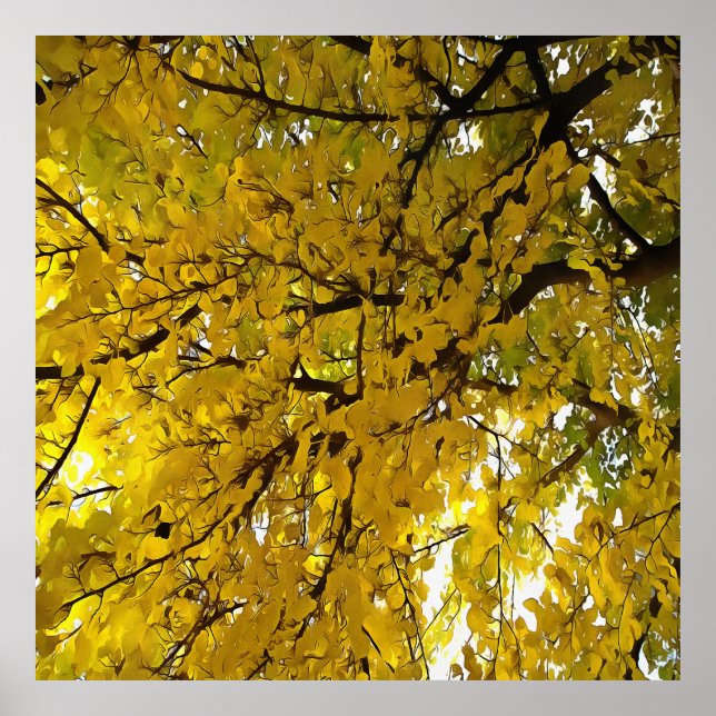 Abstrakt  för stensfärgade Löv höstvisas Poster (Framsidan)