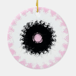 Abstrakt för svart, vitt och Rosa krita Julgransprydnad Keramik