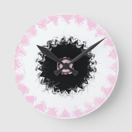 Abstrakt för svart, vitt och Rosa krita Rund Klocka