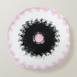 Abstrakt för svart, vitt och Rosa krita Rund Kudde
