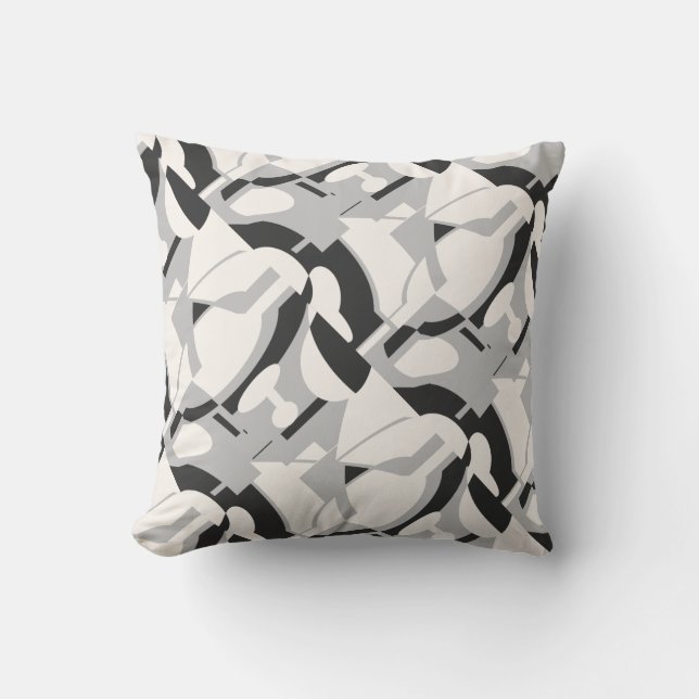 Abstrakt för svartvit Grått svart  Skriv ut Kudde (Framsida)