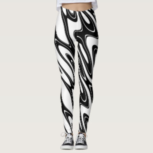 Abstrakt för svartvit våg leggings