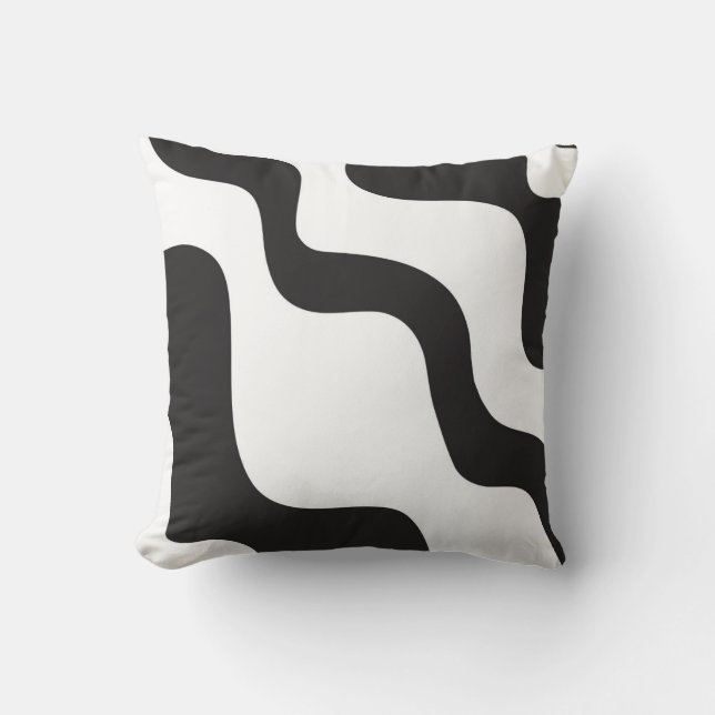 Abstrakt för svartvit våg, modern konst-Chic Kudde (Framsida)