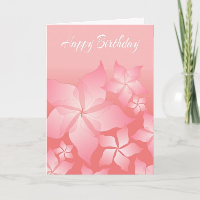 Abstrakt för vacker Rosa-Blommigt, födelsedagskort Kort (Framsida)