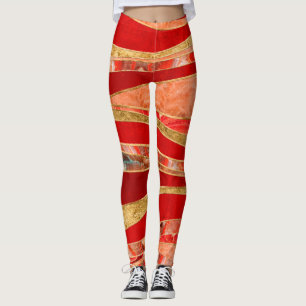Abstrakt för Vågigt Guld-metallisk Leggings