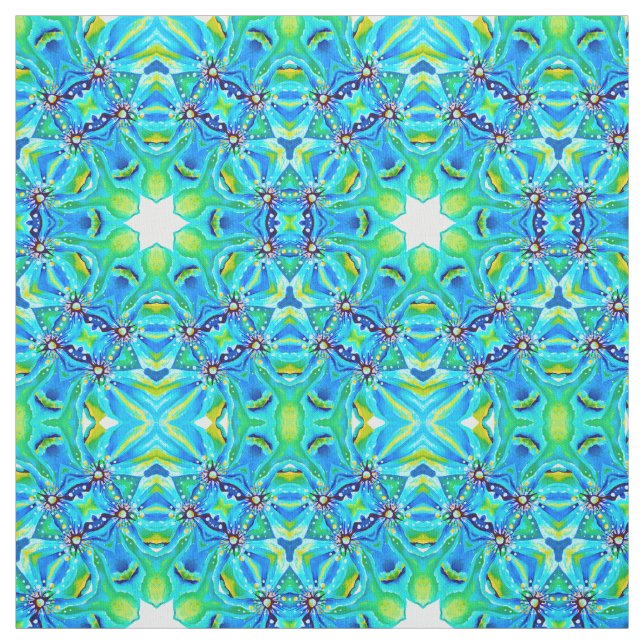 Abstrakt för vattenfärghandmålad Monogram-Grönt Tyg (Provkarta)