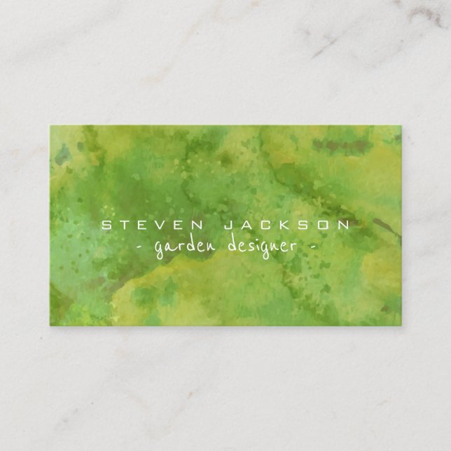 Abstrakt för vattenfärgsbeteckning för coola grönt visitkort (Framsida)