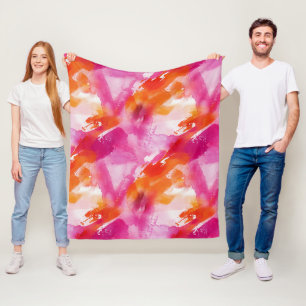 Abstrakt för vattenfärgsRosa Orange Fleecefilt