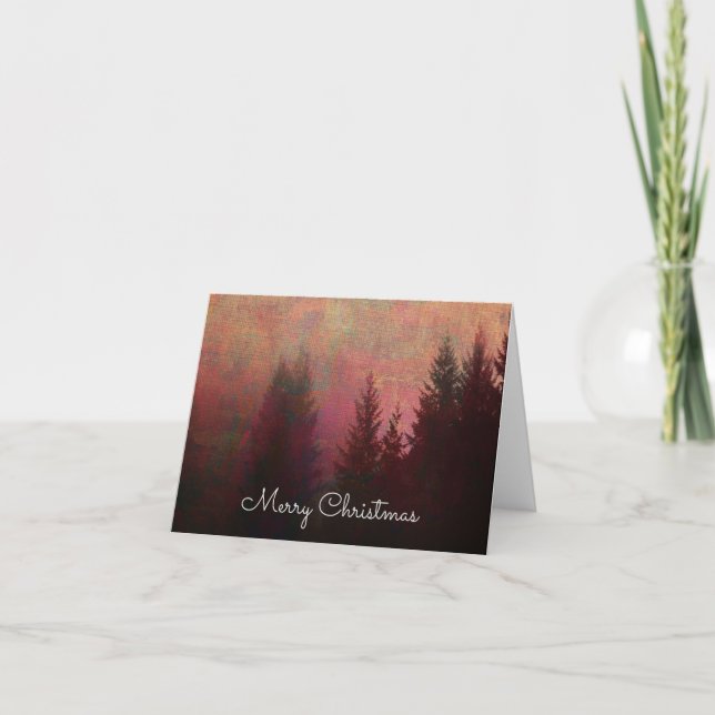Abstrakt Forest Ligcape Art God jul Helgkort (Framsida)