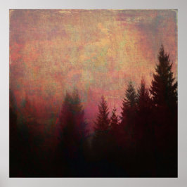 Abstrakt Forest Ligcape Art Grunge Himlar Färg Poster