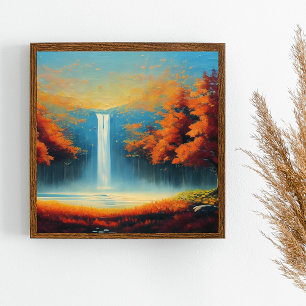 Abstrakt Forest Ligcape Art med Träd från hösten Poster