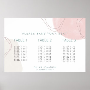 Abstrakt Form 3 bord (liten sittplatskarta Bröllop Poster