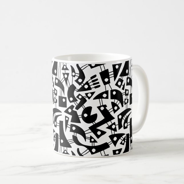 Abstrakt former 180318 - svartvitt kaffemugg (Framsida höger)