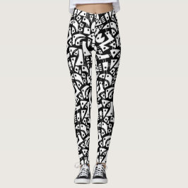 Abstrakt former 180318 - vit på svart leggings