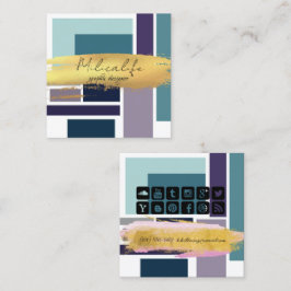 Abstrakt formulär, social media affärskort fyrkantigt visitkort