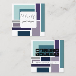 Abstrakt formulär, social media affärskort fyrkantigt visitkort