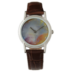 Abstrakt förstenat trä närbild armbandsur