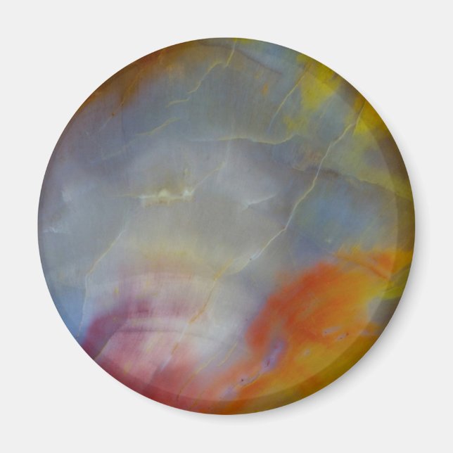 Abstrakt förstenat trä närbild magnet (Framsidan)