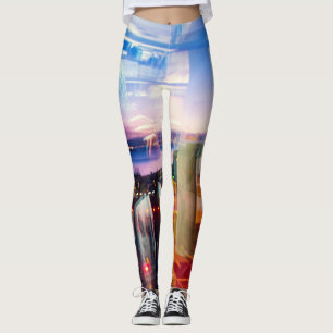 Abstrakt fotograf av gryningen i staden leggings