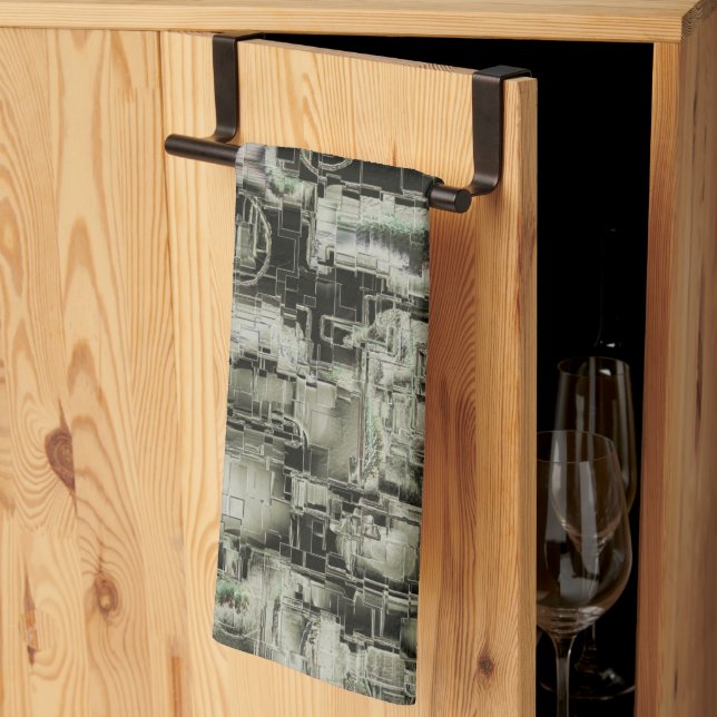 Abstrakt-fotonad mosaik i skuggor av grått kökshandduk (Thirds Fold)