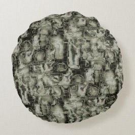 Abstrakt-fotonad mosaik i skuggor av grått rund kudde