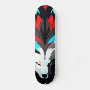 Abstrakt Fox Ansikte Mini Skateboard Bräda 18,5 Cm