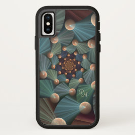 Abstrakt Fractal Art Brown, Skiffer, Blue Monogram