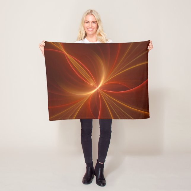 Abstrakt Fractal Art Modern Warm Färg Fleecefilt (På plats)