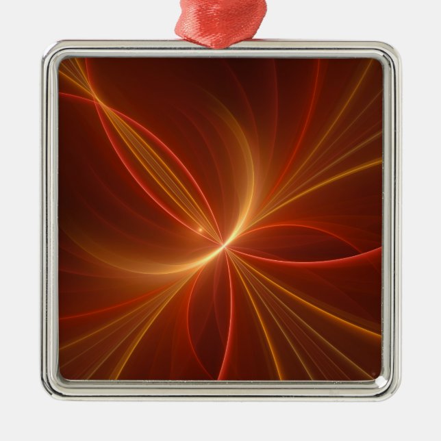 Abstrakt Fractal Art Modern Warm Färg Julgransprydnad Metall (Framsidan)
