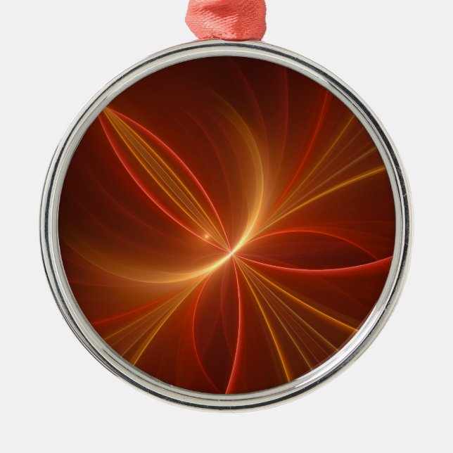 Abstrakt Fractal Art Modern Warm Färg Julgransprydnad Metall (Framsidan)