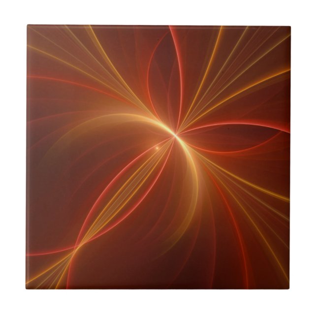 Abstrakt Fractal Art Modern Warm Färg Kakelplatta (Framsidan)