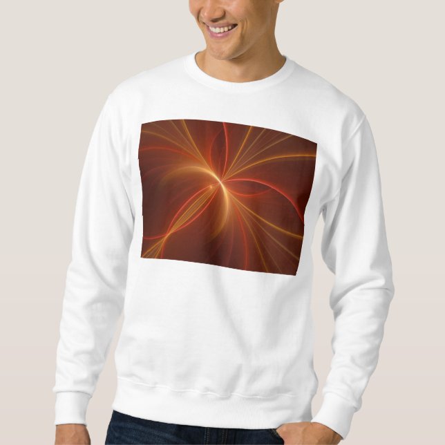 Abstrakt Fractal Art Modern Warm Färg Lång Ärmad Tröja (Framsida)