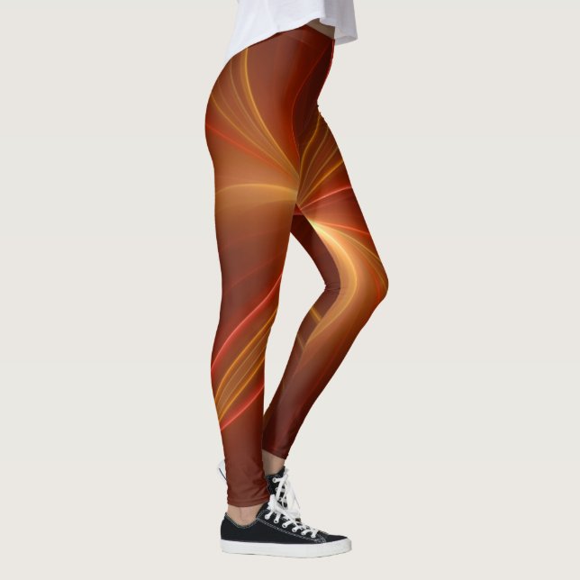 Abstrakt Fractal Art Modern Warm Färg Leggings (Höger)