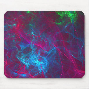 Abstrakt Fractal Flames Rosa Lila Blue Grönt Musmatta
