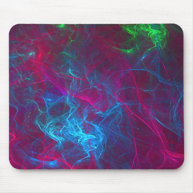 Abstrakt Fractal Flames Rosa Lila Blue Grönt Musmatta (Framsidan)