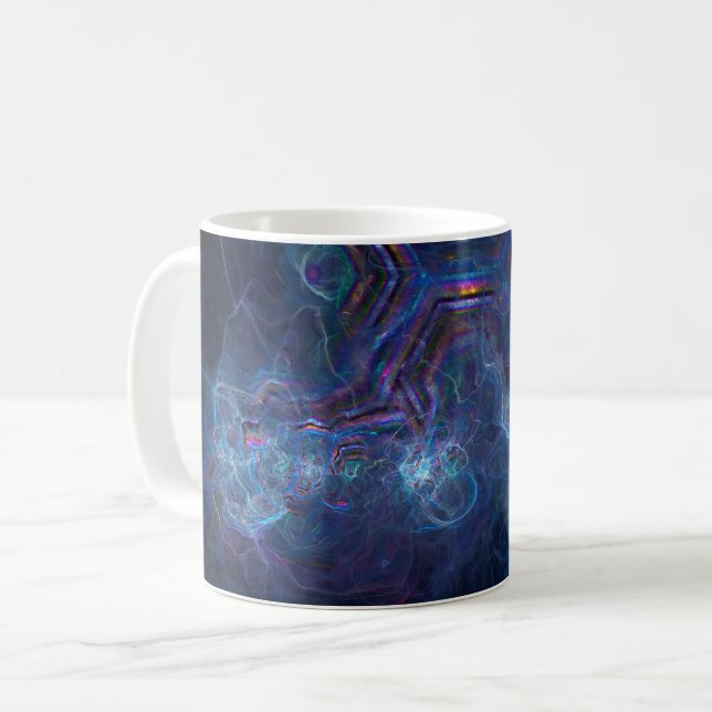 Abstrakt Fractal Nebula och Geometric Morph Kaffemugg (Framsida vänster)